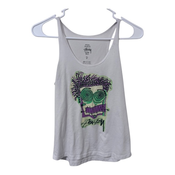 Stussy Tops - Stussy White hypnotized Graphic women’s Tank Top size Small
